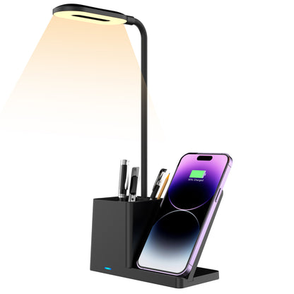 Wireless Charger with led light and pens holder