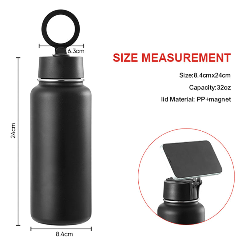 Bottle with magnetic phone holder