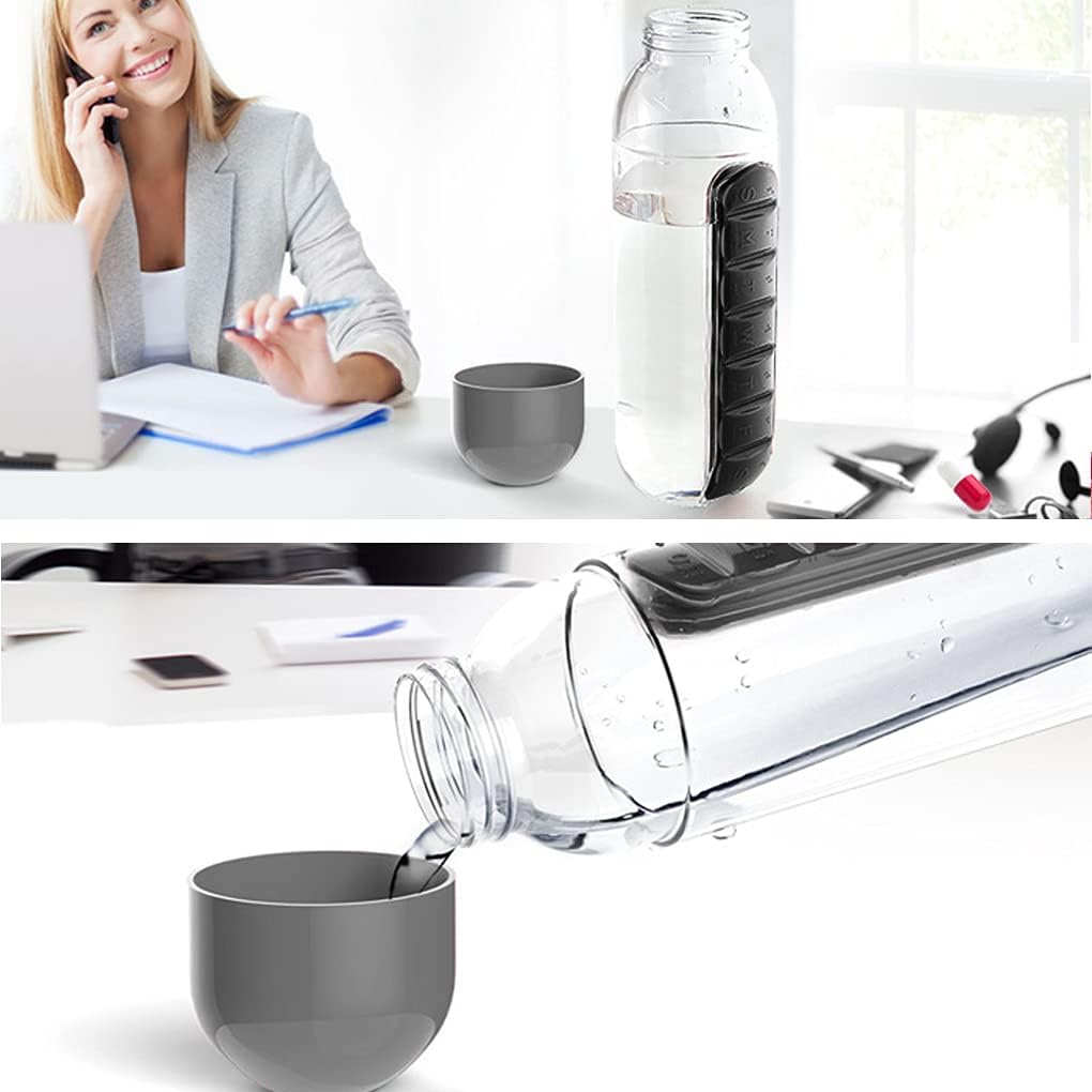 Pill Box Organizer with Water Bottle 20oz