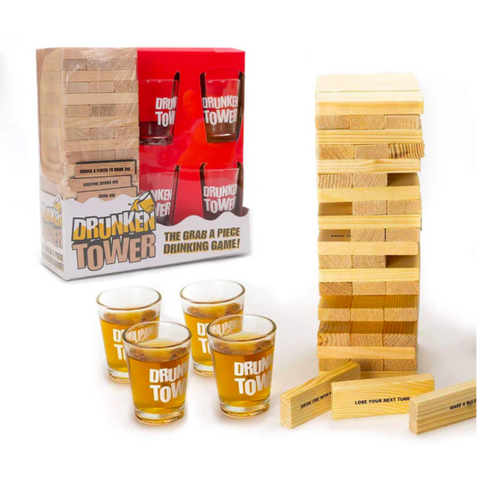Tower drinking game with 4 shots