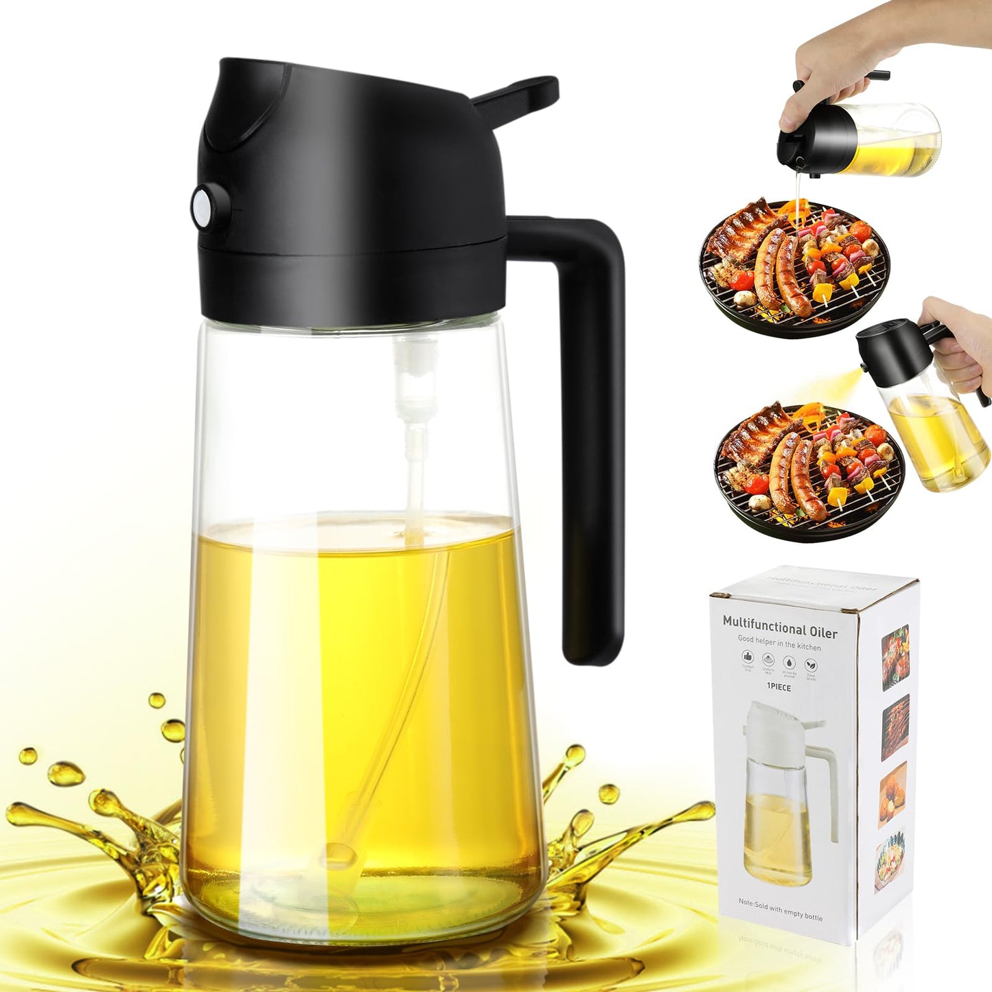 2 in 1 Glass Oil Spray Bottle for Cooking