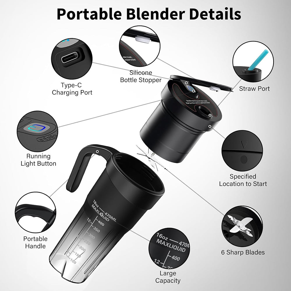 Blender Cup Bottle USB Rechargeable 470ml