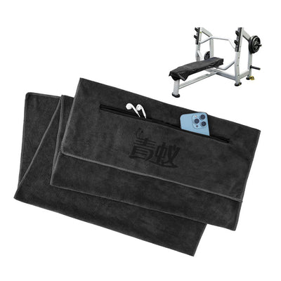 Workout Fitness Bench Towels with Zipper Pocket 40*80cm