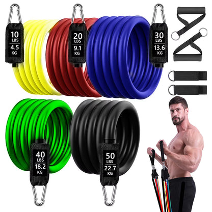 Premium Fitness Pull Rope Resistance Bands Set 150 LBS / 11 PCS