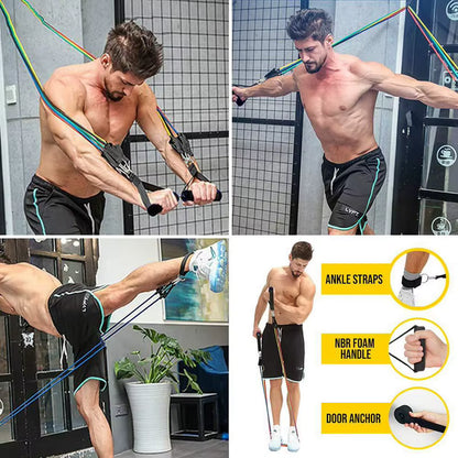 Premium Fitness Pull Rope Resistance Bands Set 150 LBS / 11 PCS