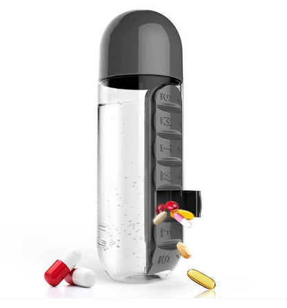 Pill Box Organizer with Water Bottle 20oz