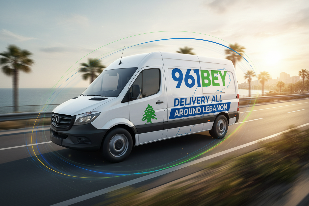 need a picture of a delivery car with the name of my store with a text delivery all around Lebanon