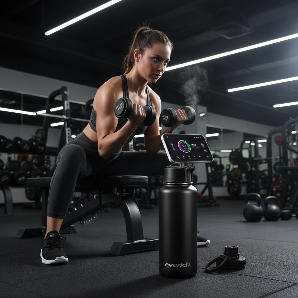 Bottle with magnetic phone holder